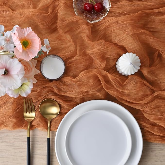 Rust Cheesecloth Table Runner Cheese Cloth Wedding Birthday Party Decor | 10Ft - Image 3