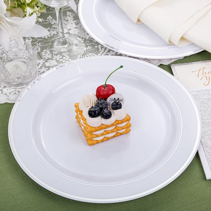bUCLA 30PCS Silver Plastic Dinner Plates - Image 4