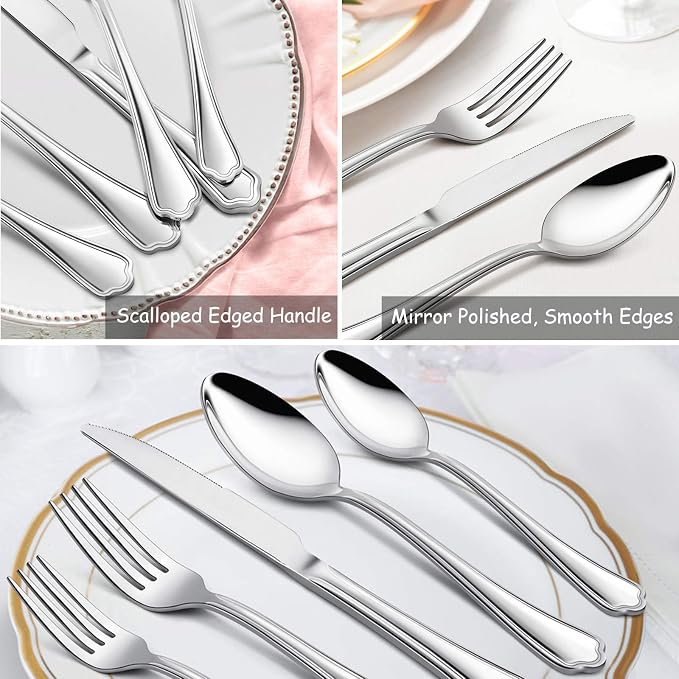 Dinner Spoons Set of 12, E-far 7.9 Inch Stainless Steel Soup Spoons Tablespoons - Image 6