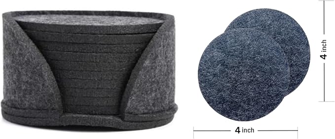 10 Pcs Felt Coasters with Holder, Coasters - Image 3