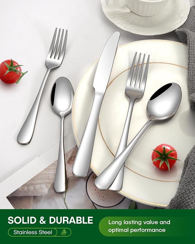 PHILIPALA 30 Piece Silverware Set, Stainless Steel Flatware Set - Image 7
