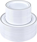BESTSTAR 200PCS Silver Plastic Plates Set | 100 10.25 inch Dinner Plates and by BESTSTAR