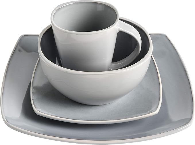 Gibson Elite Soho Lounge Square Reactive Glaze Stoneware Dinnerware Set - Image 3