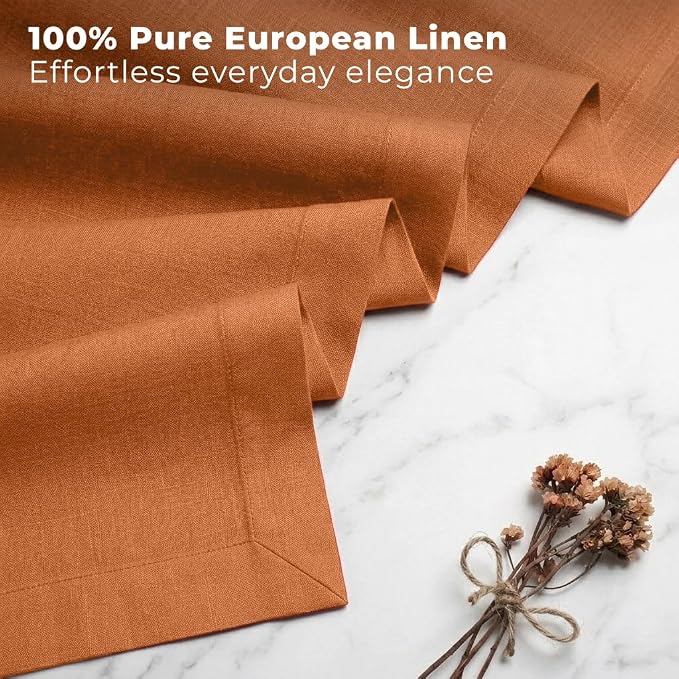 Classic Linen™ by D'Moksha Rust Table Runner 120 Inches Long, 100% Pure Linen - Image 2