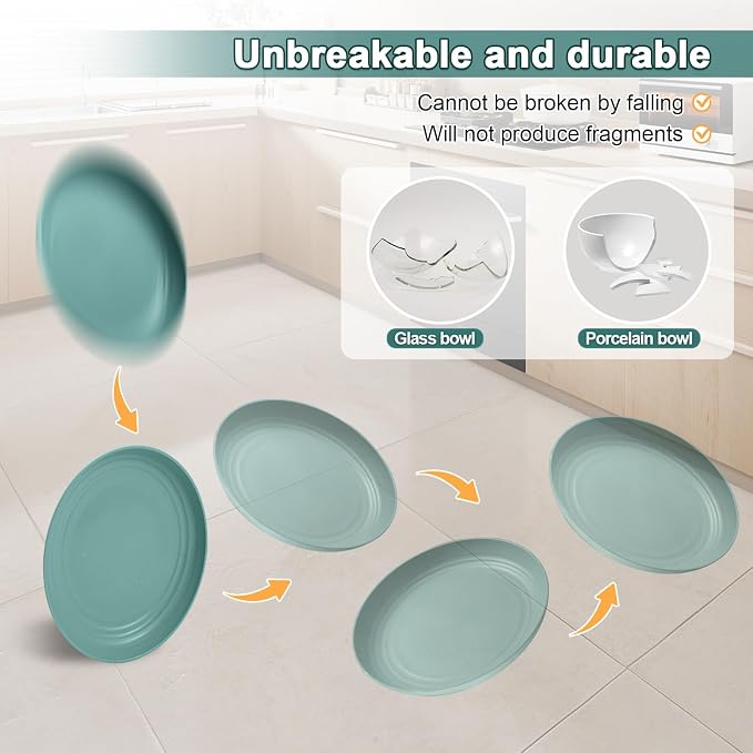 HEYCOME 12 Pcs Unbreakable Deep Dessert Plates Set, 8 inch Reusable Plastic - Image 4