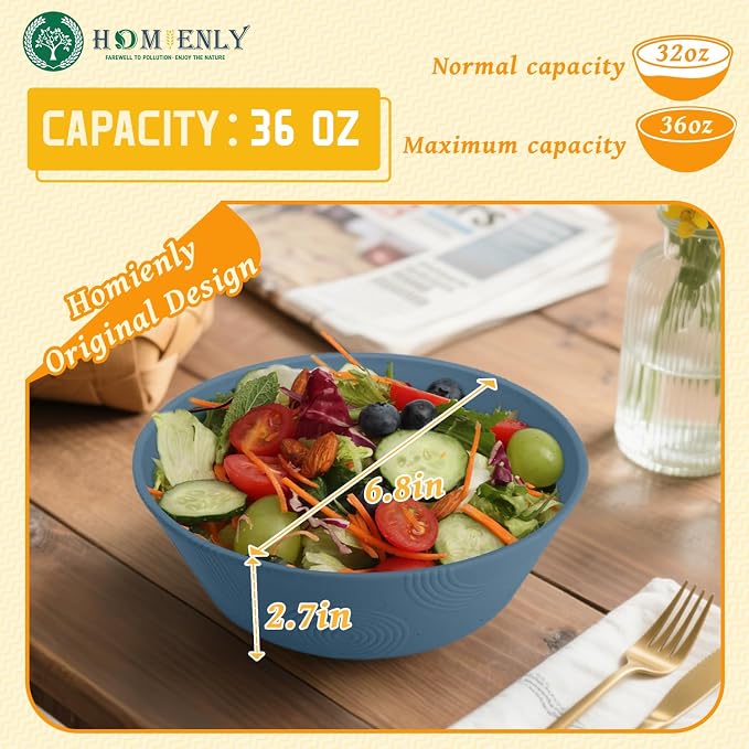 Wheat Straw Bowls, Unbreakable Soup Bowls Set of 6, Alternatives Plastic Bowls - Image 2