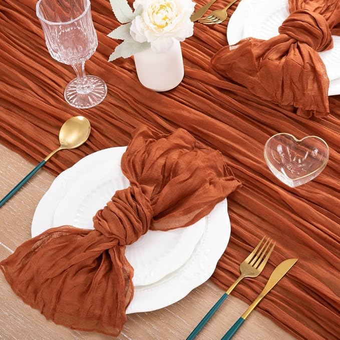 12 Pack Cheesecloth Terracotta Table Runner 10ft Rustic Gauze Decor | - Image 5