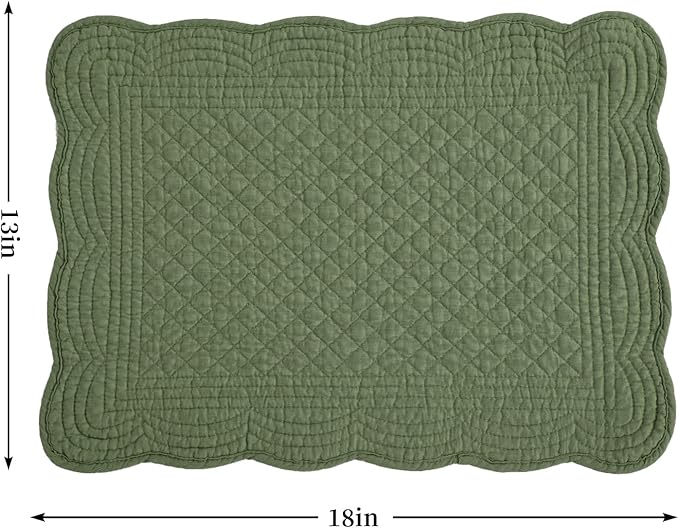 HOMBYS Quilted Placemats Set of 6 Washable-13x18 inches Rectangular Placemats - Image 2
