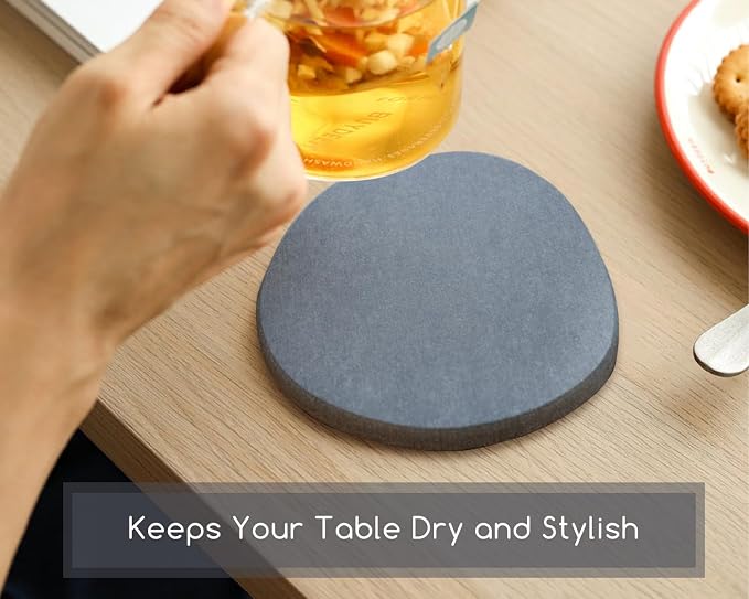 Diatomaceous Earth Coasters, Heat-Resistant, Modern Stone Design, Dark Gray - Image 5