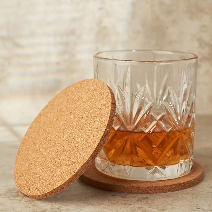 2PCS Cork Coasters for Drinks Absorbent Coaster 3.9 inch Simple Style Non-Slip - Image 2