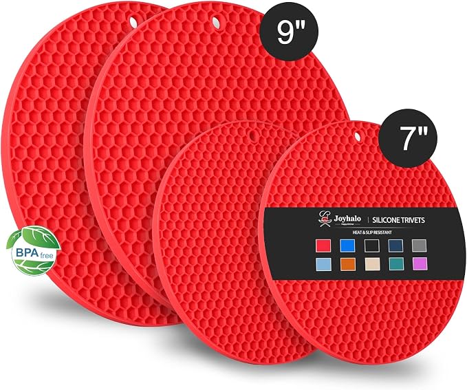 4 Pack Silicone Trivet for Hot Dishes | Heat Resistant Silicone Pot Holders for by Joyhalo