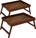 Bamboo Breakfast Trays with Folding Legs, Vintage | Set of 2 bamboo bed trays by Unknown