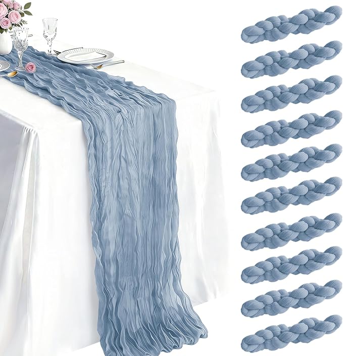 10 Pack Dusty Blue Cheesecloth Table Runner 21 x 120 Inch Boho Gauze Sheer by Unknown