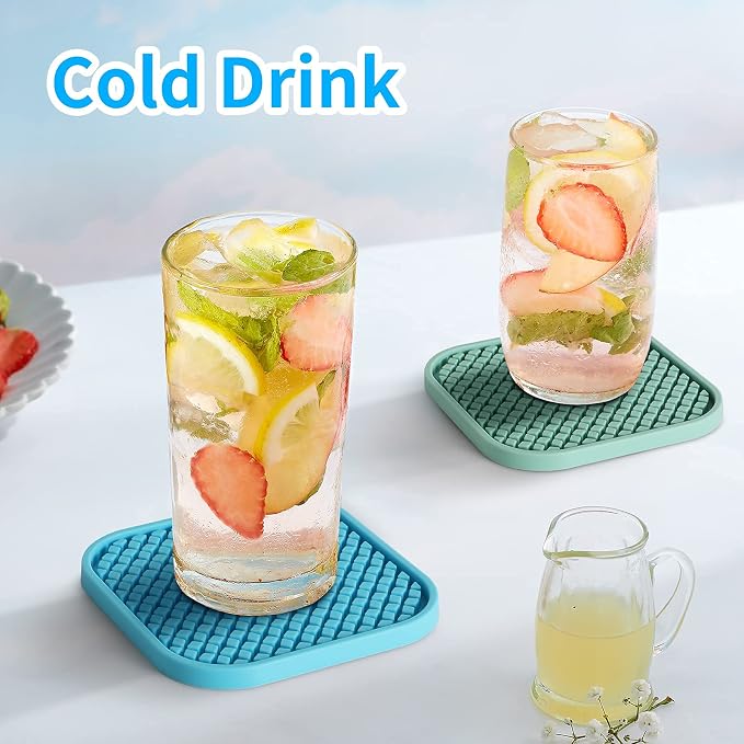 ME.FAN Silicone Coasters with Holder Square Drink Cup Mat - Image 4