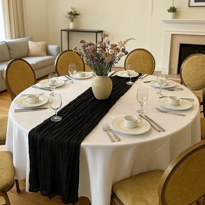 6 Pack Black 10FT Cheesecloth Table Runner 120 Inch Rustic Boho Gauze Cheese - Image 5