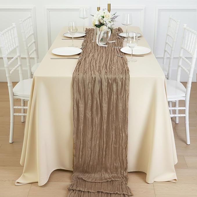 1 Pack Nude Cheesecloth Table Runner 120 Inch Boho Wedding Decor | Cheesecloth - Image 4