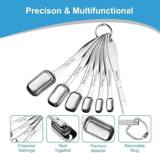 17-Pc Stainless Steel Measuring Cups and Spoons Set, Stackable | 1 lid - Image 2