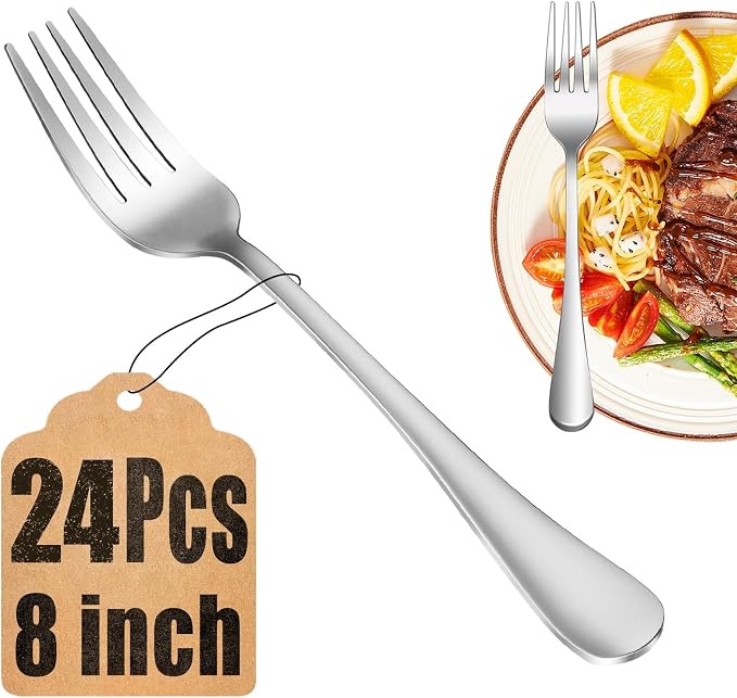 24 Piece Dinner Forks Set, Food-Grade Stainless Steel Silverware Forks by MUTNITT