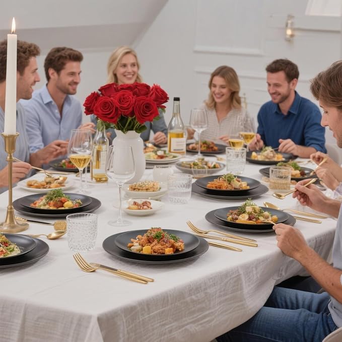 ejonirinjonir 80pcs 10.25in Heavy-Duty Black Plastic Plates - Image 8
