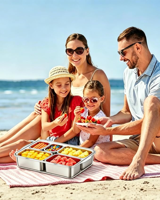 Snackle Box Container, Stainless Steel Divided Serving Tray - Image 7