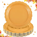 NatNarr 30 Pk Orange Plates 9" Scalloped Fall Thanksgiving Dessert Plates | by NatNarr