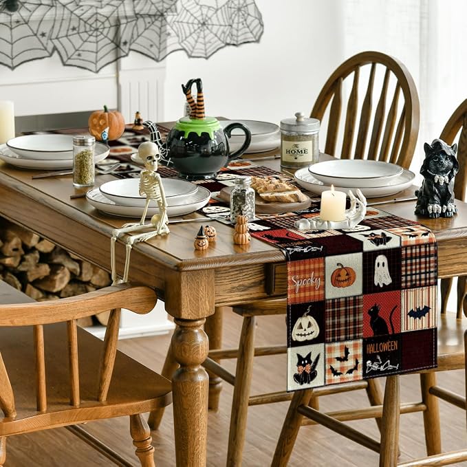 Artoid Mode 210 GSM Halloween Table Runner 13x90 Inch Home Party Decor | Black - Image 4