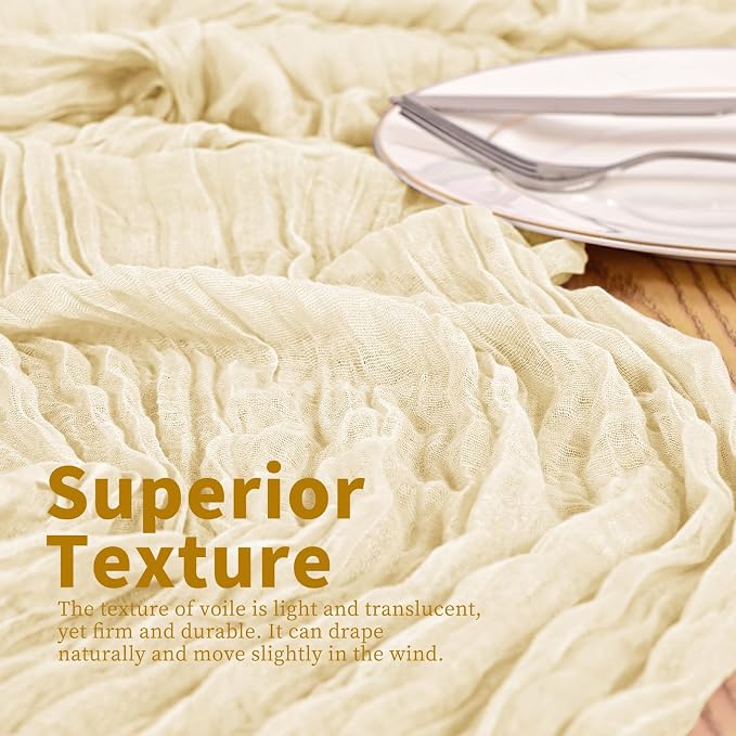 8 Pack Ivory Table Runner 17 x 108inch Cheesecloth Table Runner Boho Gauze - Image 2