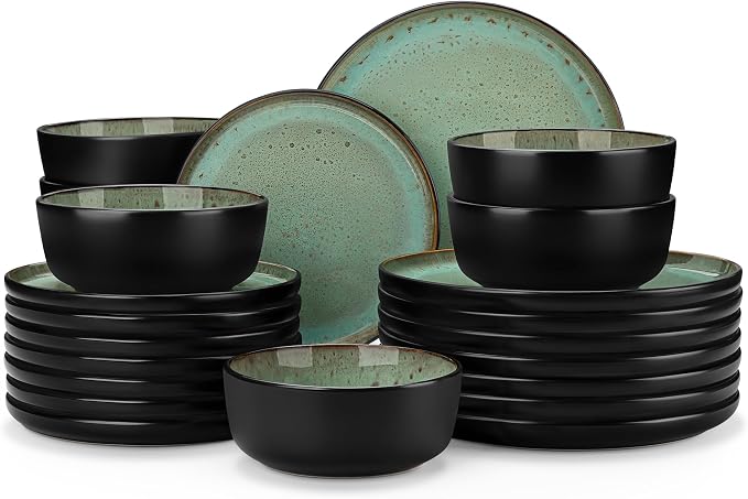 vancasso Plates and Bowls Sets, 24 Pieces Stoneware Dinnerware Sets by vancasso