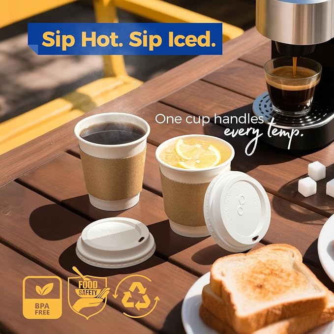 Fit Meal Prep 100 Pack 10 oz Disposable Coffee Cups - Image 4