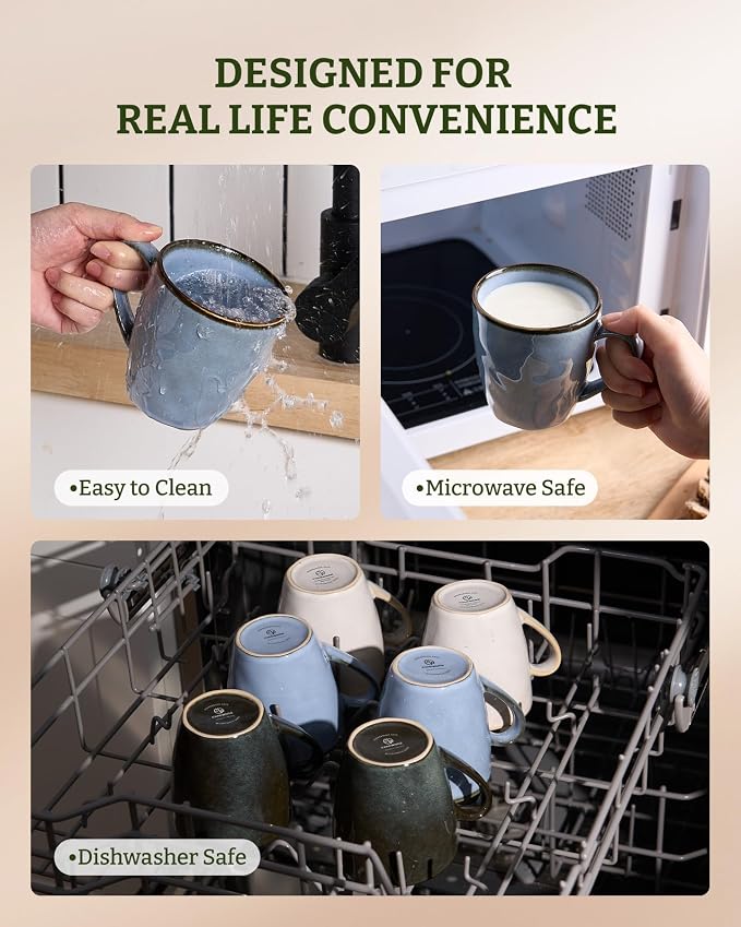 famiware Coffee Mugs Set of 6, Ocean Round 11.5oz Coffee Cup Set - Image 5
