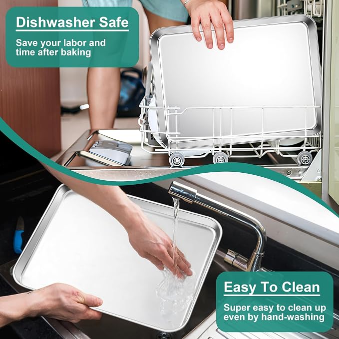 TeamFar Baking Sheet, Cookie Sheets Baking Pans Set of 3, 16/12.5/9.3 Inch | - Image 6