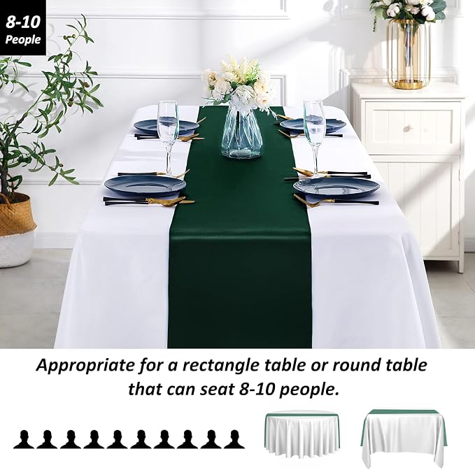 SiinvdaBZX 24 Pcs Green Satin Table Runner 12 x 108 inches Long | Bright Smooth - Image 3