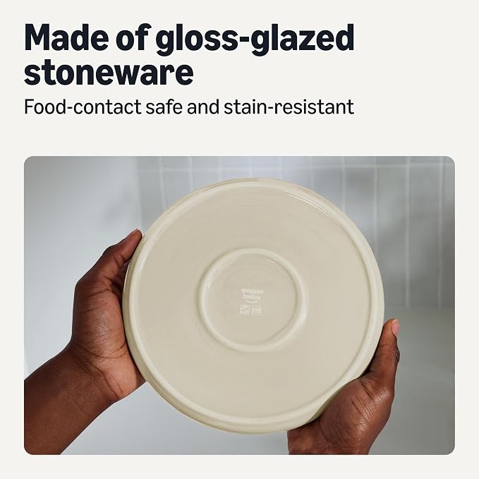 Amazon Basics Glazed Stoneware Dinnerware Set, Dishwasher-Safe, Freezer-Safe - Image 3