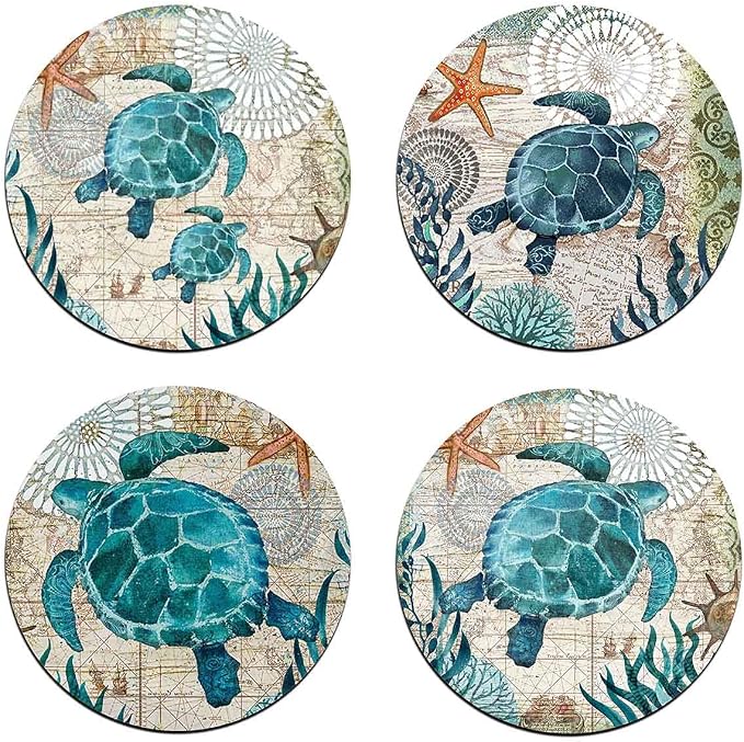 Marine Life Round Coaster Set by QJ+CMJ