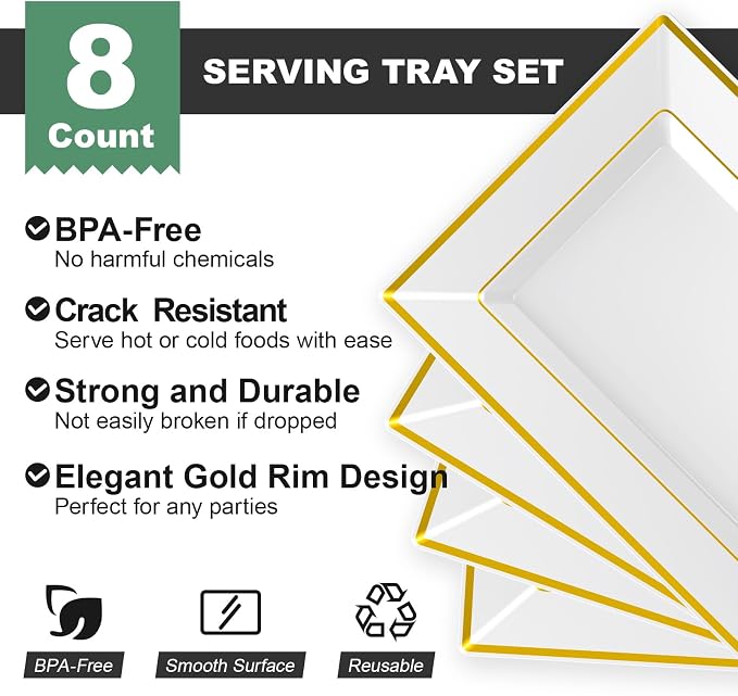 FOCUSLINE 8 PCS Plastic Serving Trays - Image 3
