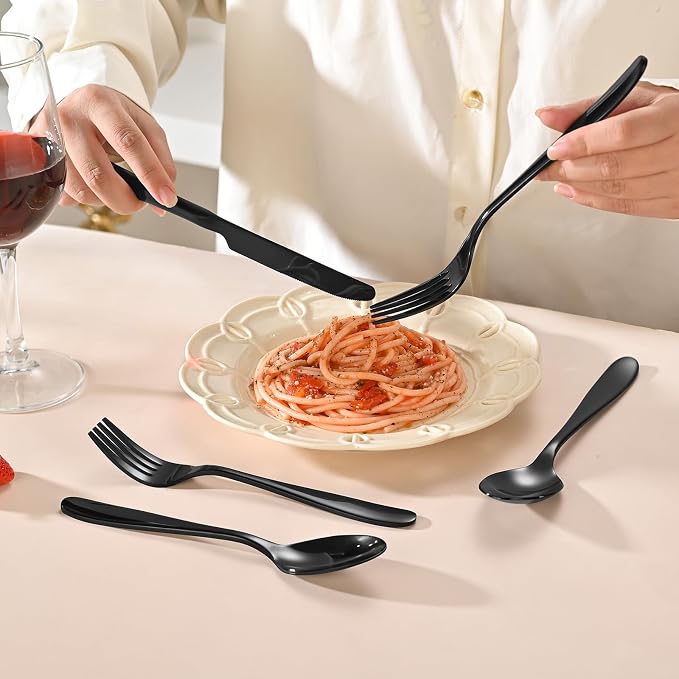 40-Piece Black Silverware Set, Flatware Set - Image 6