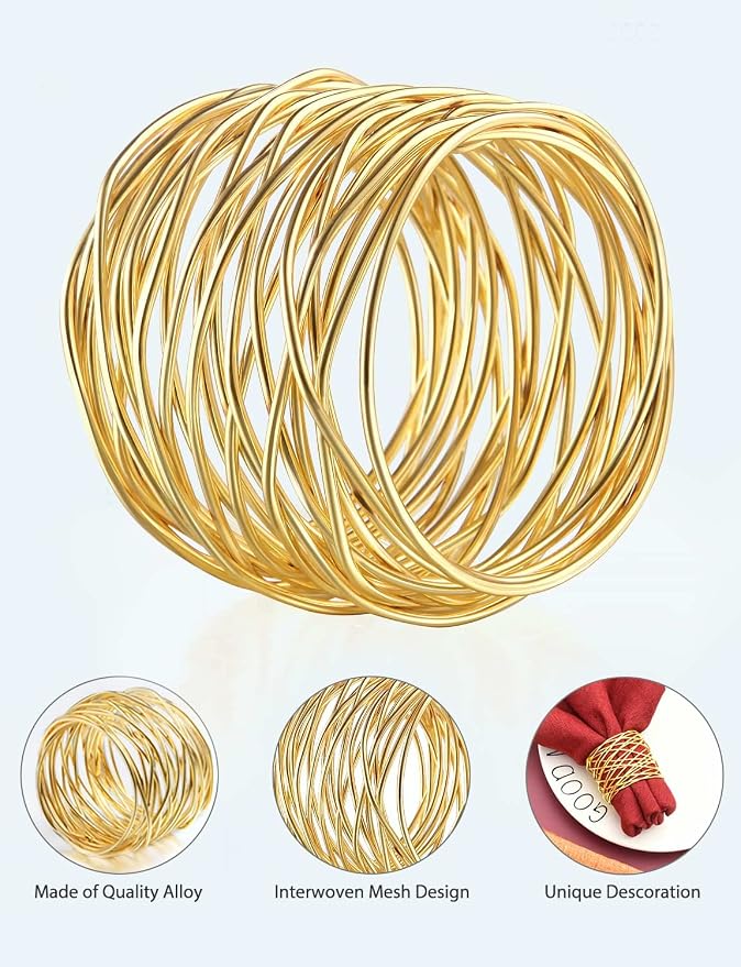 Twisted Wire Mesh Napkin Rings Holders Décor Dinner Party Wedding Christmas - Image 5