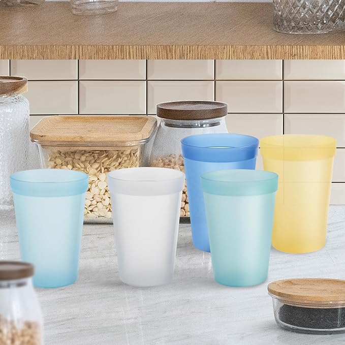 Blwan 8-Pack 15.2oz Plastic Cups, BPA-Free Reusable Drinking Cups, Unbreakable - Image 7