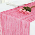 8 Pack Rose Pink Cheesecloth Table Runner 120 Inch Boho Wedding Decor | by Fixwal