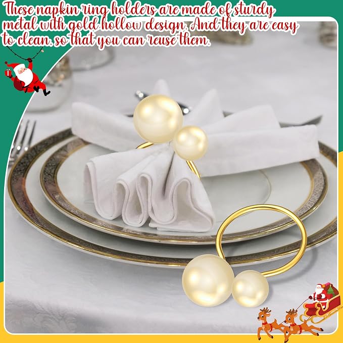 Sliner 36 Pcs Pearl Napkin Rings - Image 7
