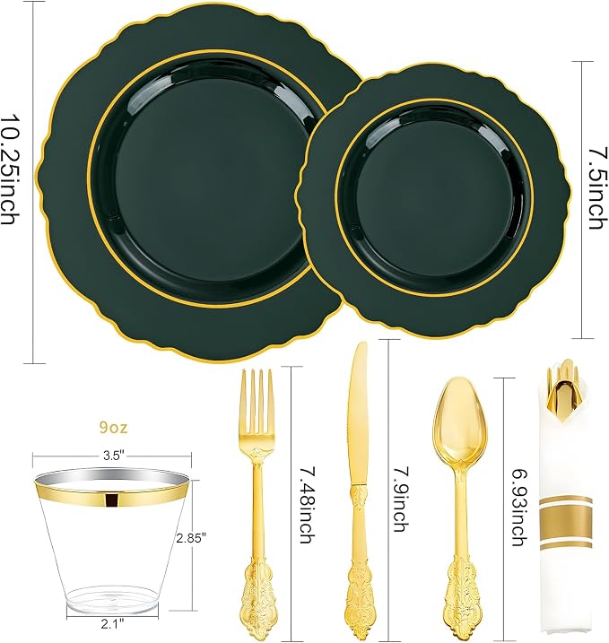 350PCS Green Plastic Plates - Image 8