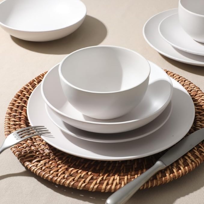 Gibson Home Queenslane 16 Piece Plates and Bowls Dishes Stoneware Ceramic - Image 4
