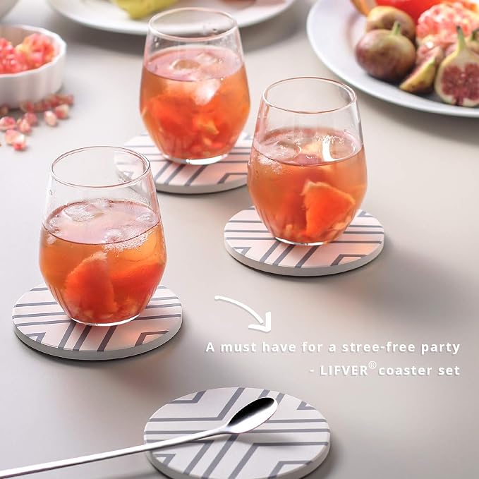 LIFVER 6 Piece Absorbent Stone Coaster Set - Image 5