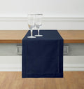 Solino Home Cotton Linen Dining Table Runner Navy Hemstitch, 14 x 120 in | by SolinoHome