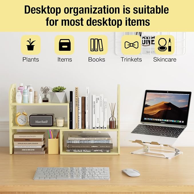 YGYQZ Adjustable Desktop Shelf Organizer, 3-Tier Expandable Desk Shelf - Image 5