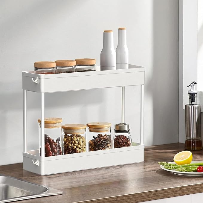 2-piece Set Slim Storage Cart 3 Tier, Bathroom Organizer Rolling Utility - Image 3