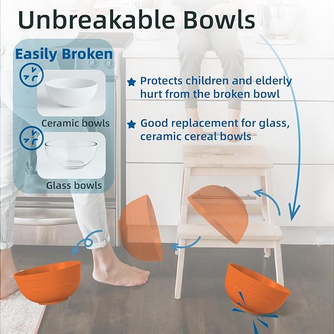 Unbreakable Cereal Bowls 25 OZ Microwave and Dishwasher Safe BPA-Free Bowl - Image 4