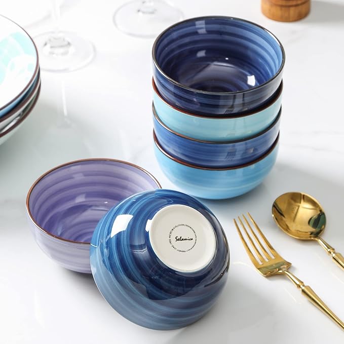 Selamica Ceramic 24 Oz Cereal Bowls Set, Deep Soup Bowls, 5.9 Inch Porcelain - Image 4