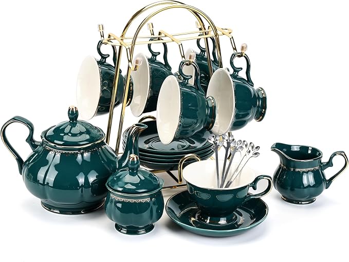 CHENP.HMC Tea Set 22-Piece Porcelain Ceramic Coffee Tea Sets | Cups Saucer by CHENPH