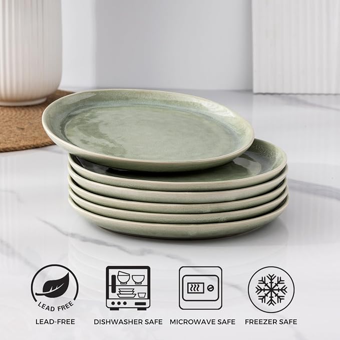 AmorArc Ceramic Plates Set of 6, 8.5 Inch Stoneware Small Dinner Plates Set | - Image 2